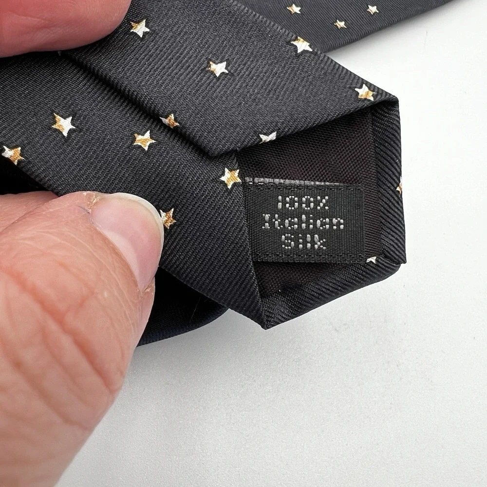 VTG Stafford Necktie Mens Black Italian Silk Christmas Santa Hot Air Balloon Tie